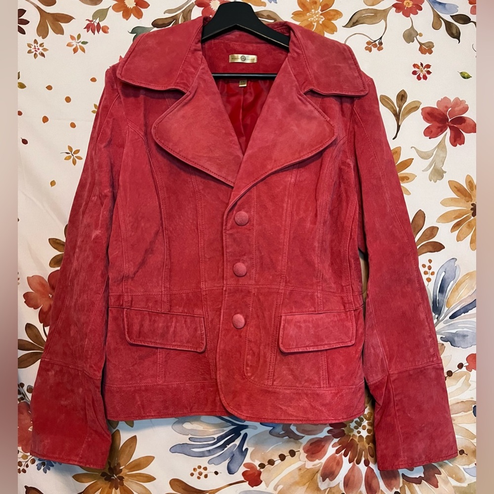 Wilson’s Leather XL/XXL Red Suede Soft Leather Button Fall Winter Spring Jacket